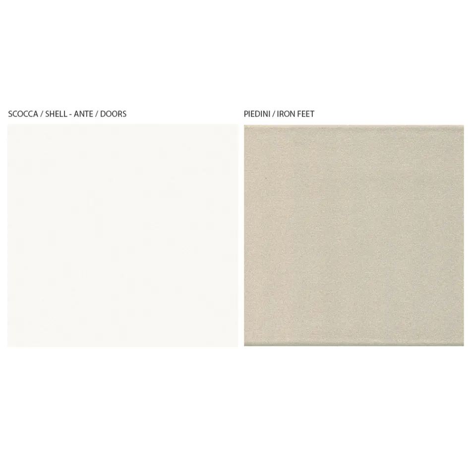 Dulap TV cu 2 Uși în Canaletto și finisaj alb Made in Italy - Kari Viadurini