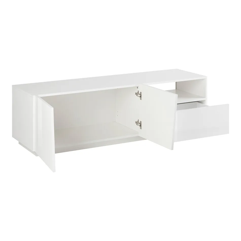 Dulap TV cu 2 Uși, un Sertar și un Compartiment Deschis Made in Italy - Popilio Viadurini