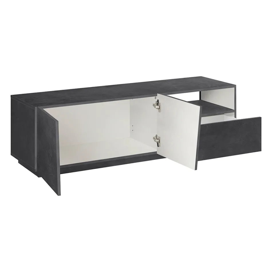 Dulap TV cu 2 Uși, un Sertar și un Compartiment Deschis Made in Italy - Popilio Viadurini