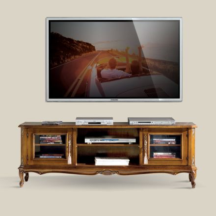 Dulap TV camera de zi din lemn de nuc de Bassano Made in Italy - Richard Viadurini