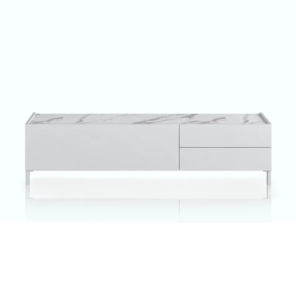 Suport TV din lemn cu 1 usa si 2 sertare - Tantalo Viadurini