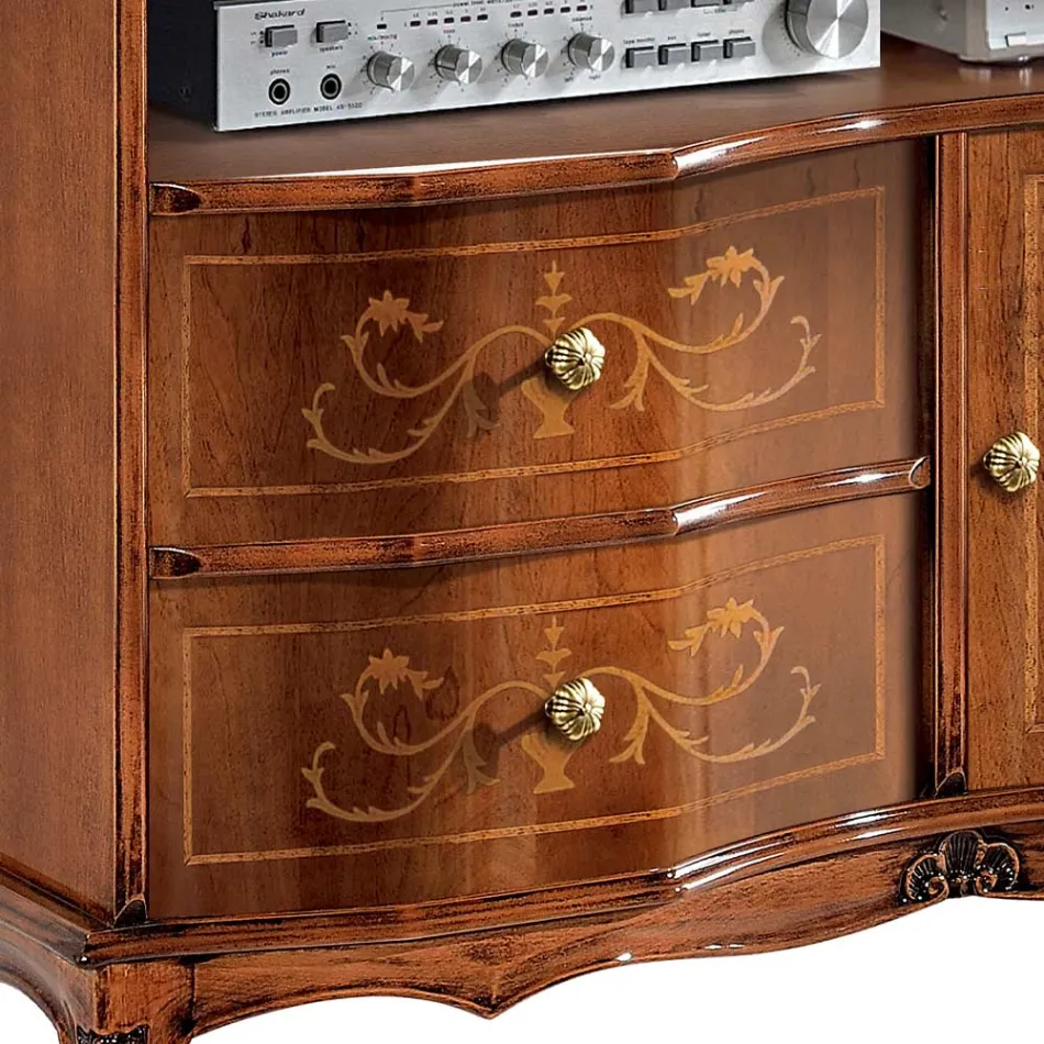 Suport TV în stil clasic din nuc, fabricat în Italia - elegant Viadurini