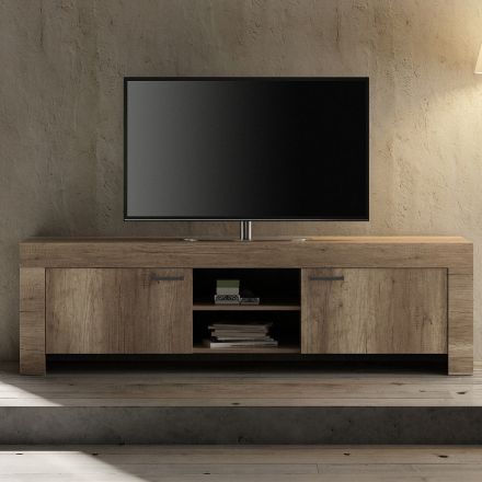 Suport TV din lemn deschis de nuc cu compartiment deschis Made in Italy - Clyde Viadurini