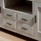 Comodă TV Kendo din lemn masiv de tec cu 2 uși și 4 sertare Viadurini