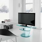 Dulap TV din sticlă cu bază rotativă și raft 2 dimensiuni - Salemme Viadurini