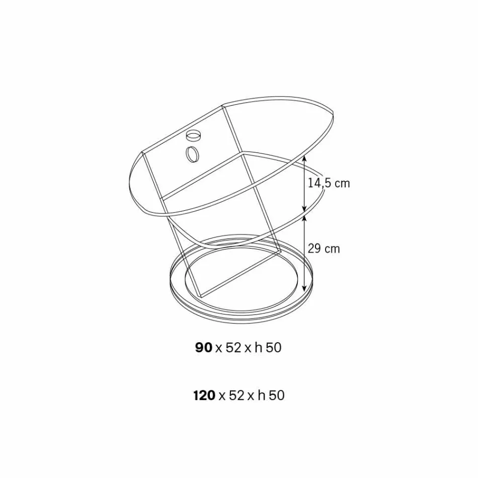Dulap TV din sticlă cu bază rotativă și raft 2 dimensiuni - Salemme Viadurini