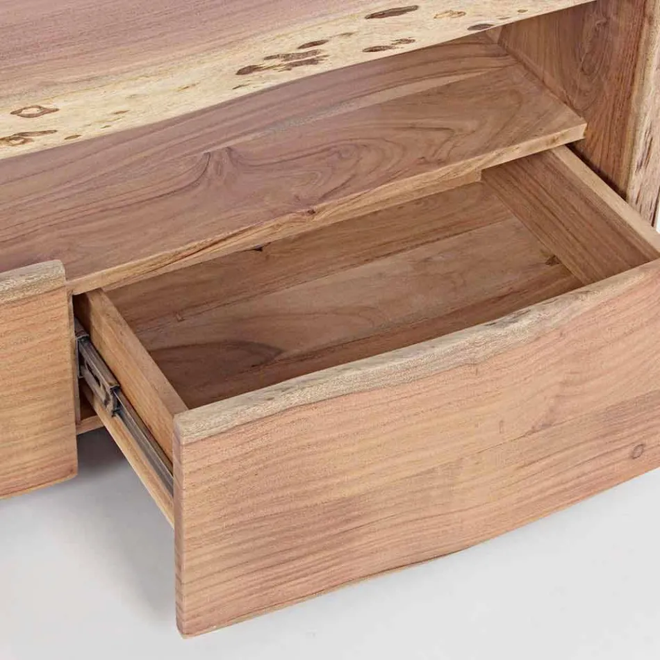 Stand TV modern din lemn de salcâm cu 3 sertare Homemotion - Lauro Viadurini