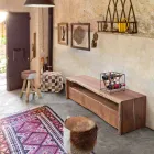 Stand TV modern din lemn de salcâm cu 3 sertare Homemotion - Lauro Viadurini