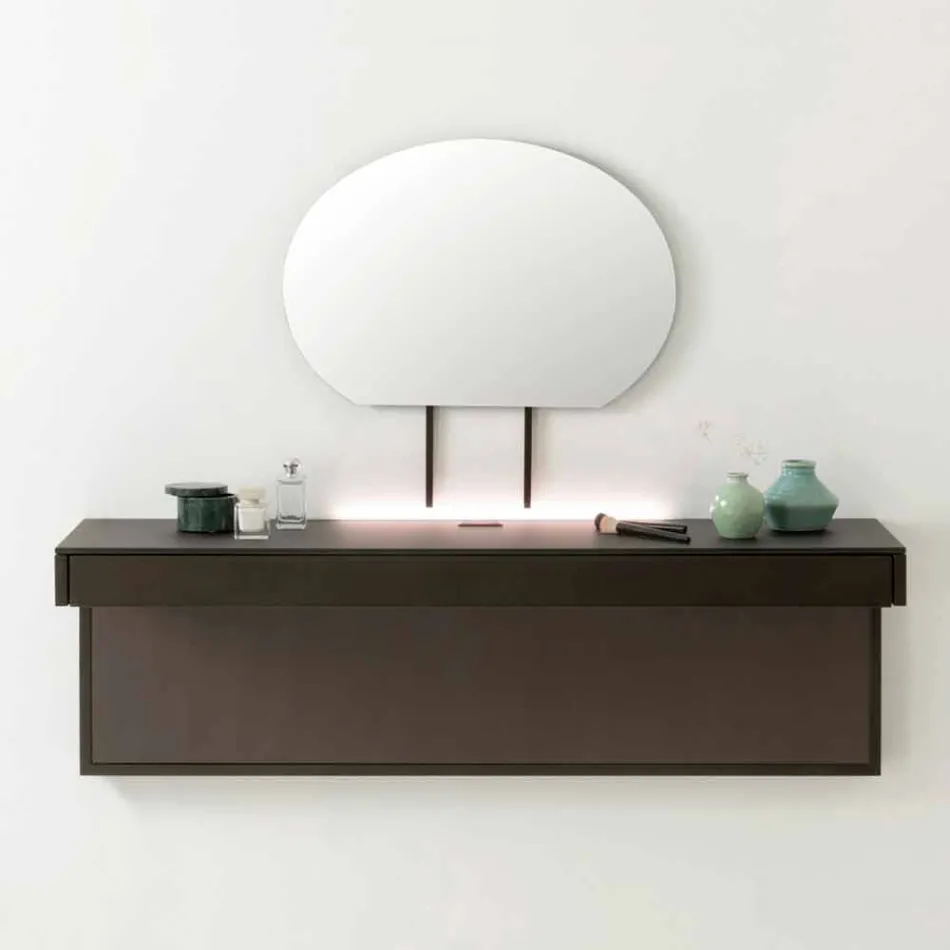 Suport TV suspendat cu top din cristal de satin Fabricat în Italia - Americio Viadurini