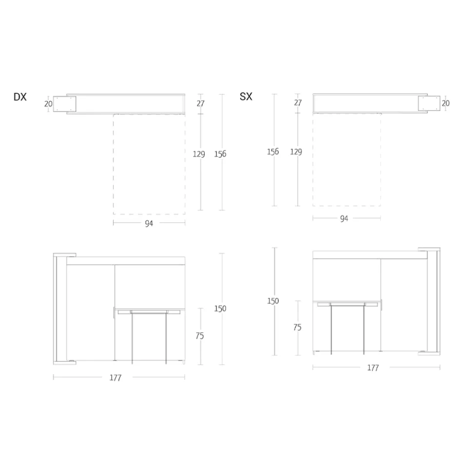 Dulap rotativ multifuncțional cu suport TV și masă integrată Made in Italy - Illusione Viadurini
