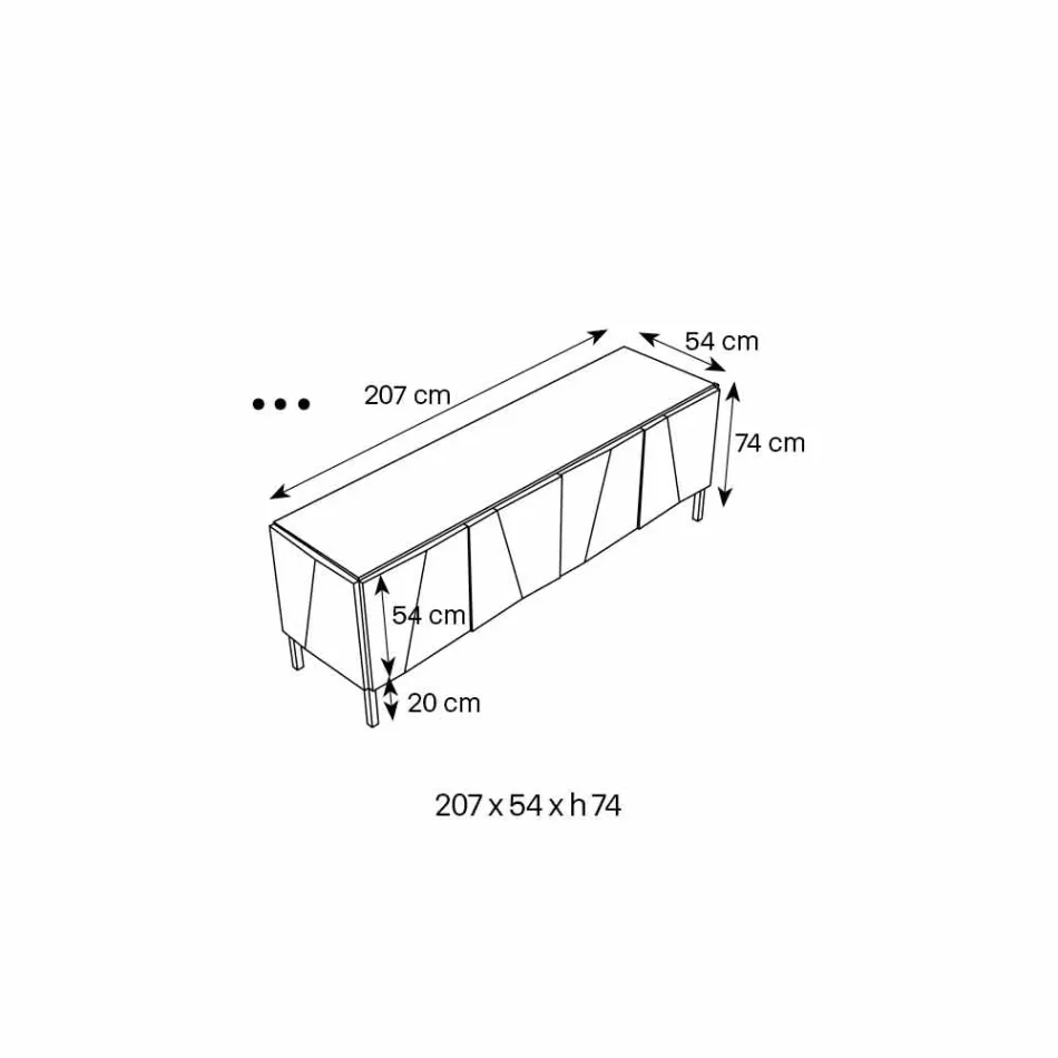 Mobilier camera de zi din lemn negru mat și top din sticlă oglindă Liscio - Senese Viadurini