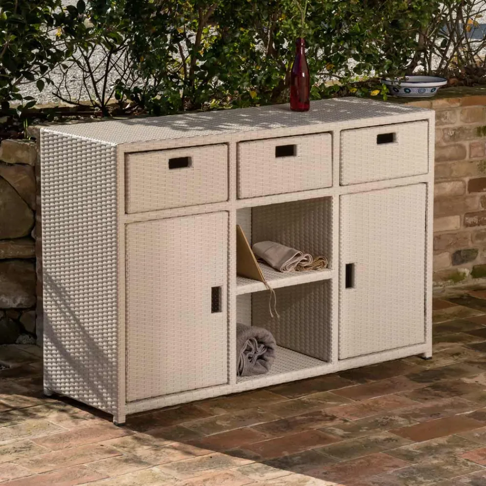 Dulap de grădină din Polyrattan țesut manual - Zoltan Viadurini