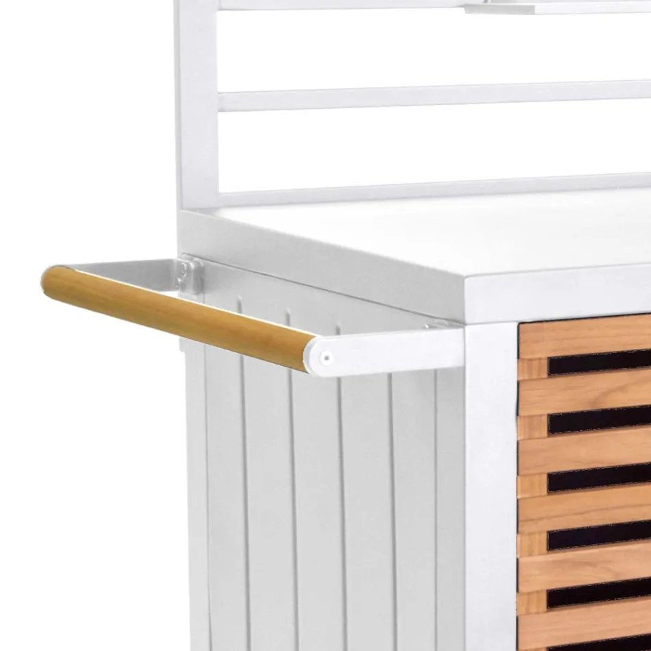 Dulap de grădină fabricat din aluminiu și tec brazilian - Jurnal Viadurini