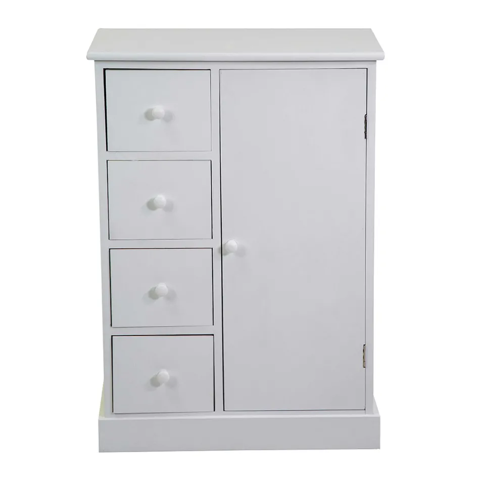 Dulap de interior din lemn cu 1 ușă și 4 sertare - Meduse Viadurini