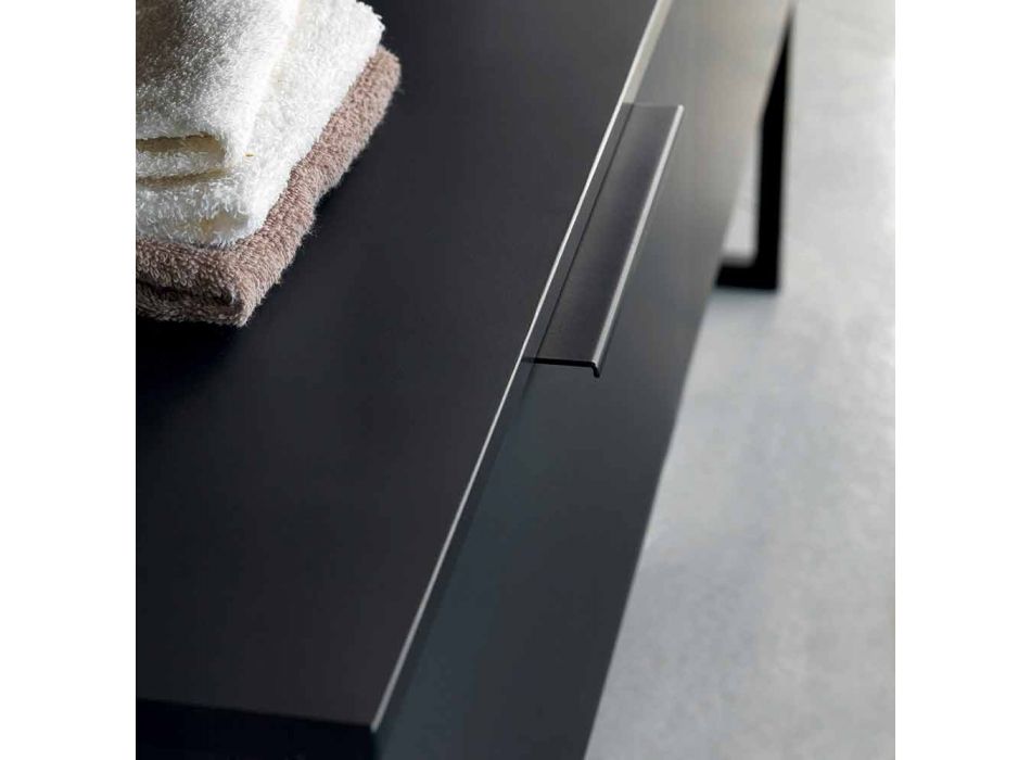 Mobilier de baie cu design modern, din lemn natural și negru - Alide Viadurini
