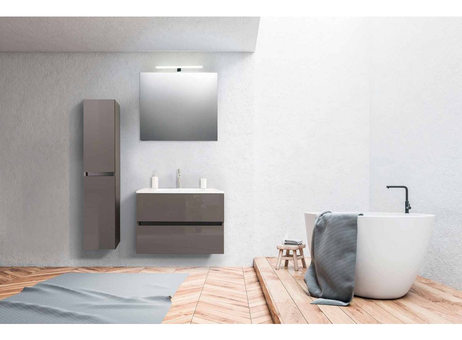 Mobilier de baie suspendat din lăcuit Mdf Fabricat în Italia - Becky Viadurini