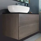 Mobilier de baie suspendat din lemn, metal și ceramică W96 cm, Prețios - Renga Viadurini