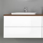 Mobilier de baie din lemn alb și nuc și ceramică 156 cm Fabricat în Italia - Renga Viadurini