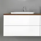 Mobilier de baie din lemn alb și nuc și ceramică 156 cm Fabricat în Italia - Renga Viadurini