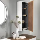 Mobilier de baie din lemn alb și nuc și ceramică 156 cm Fabricat în Italia - Renga Viadurini