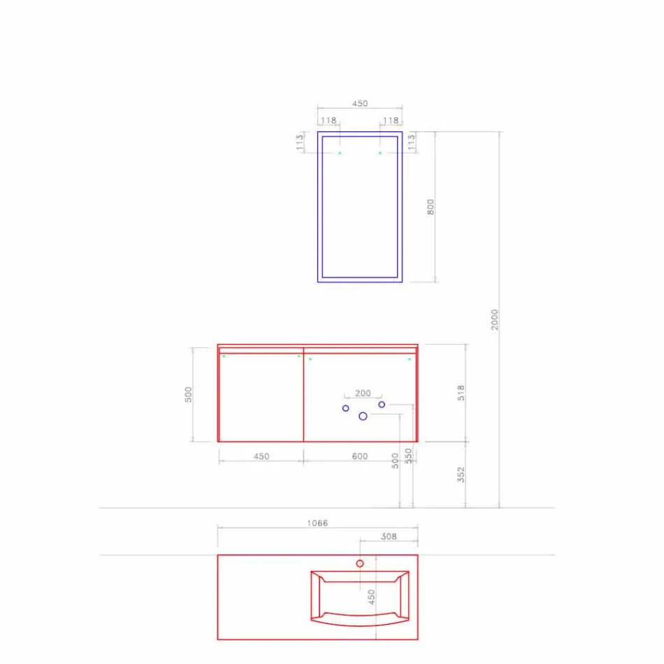 Mobilier de design suspendat, compoziție modernă pentru baie - Callisi9 Viadurini