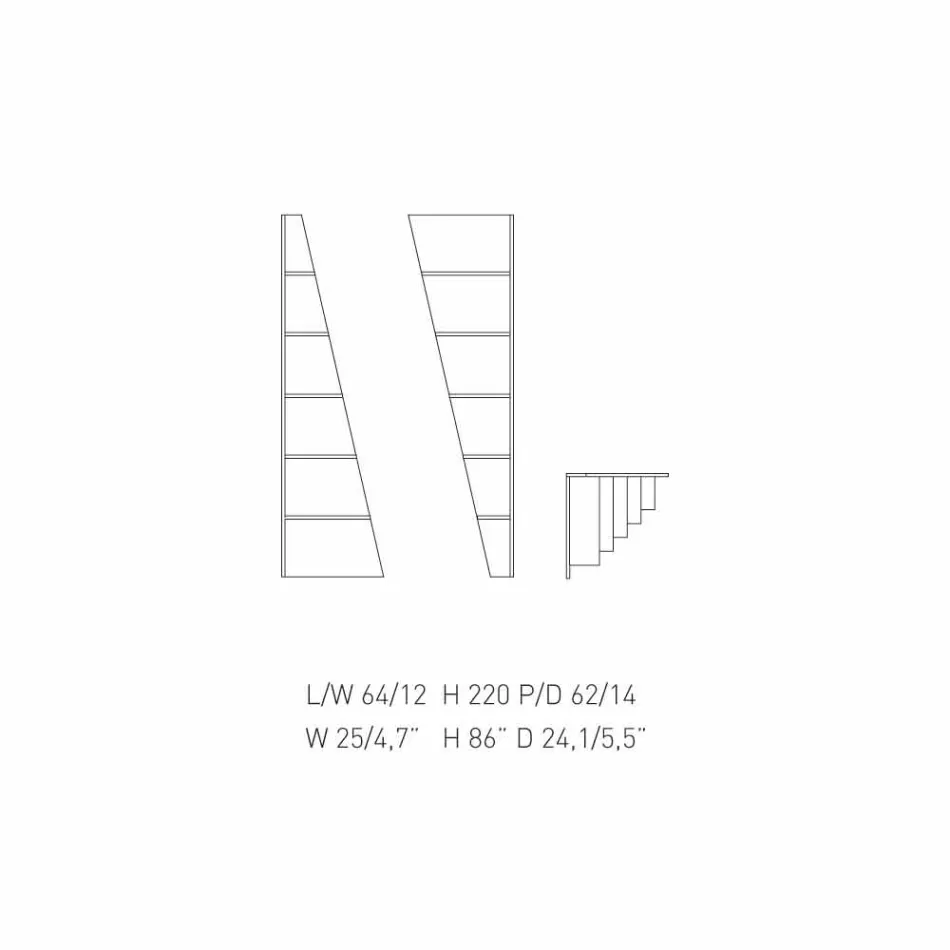 Casa mea Esquina Design colt biblioteca MDF lăcuită H220cm făcută în Italia Viadurini