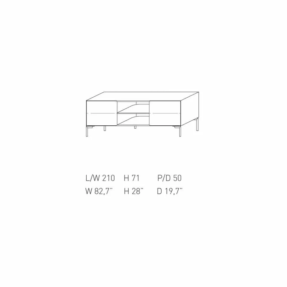 Designul meu Home Mirage de mătase în MDF lacuit H71xL210cm realizat în Italia Viadurini