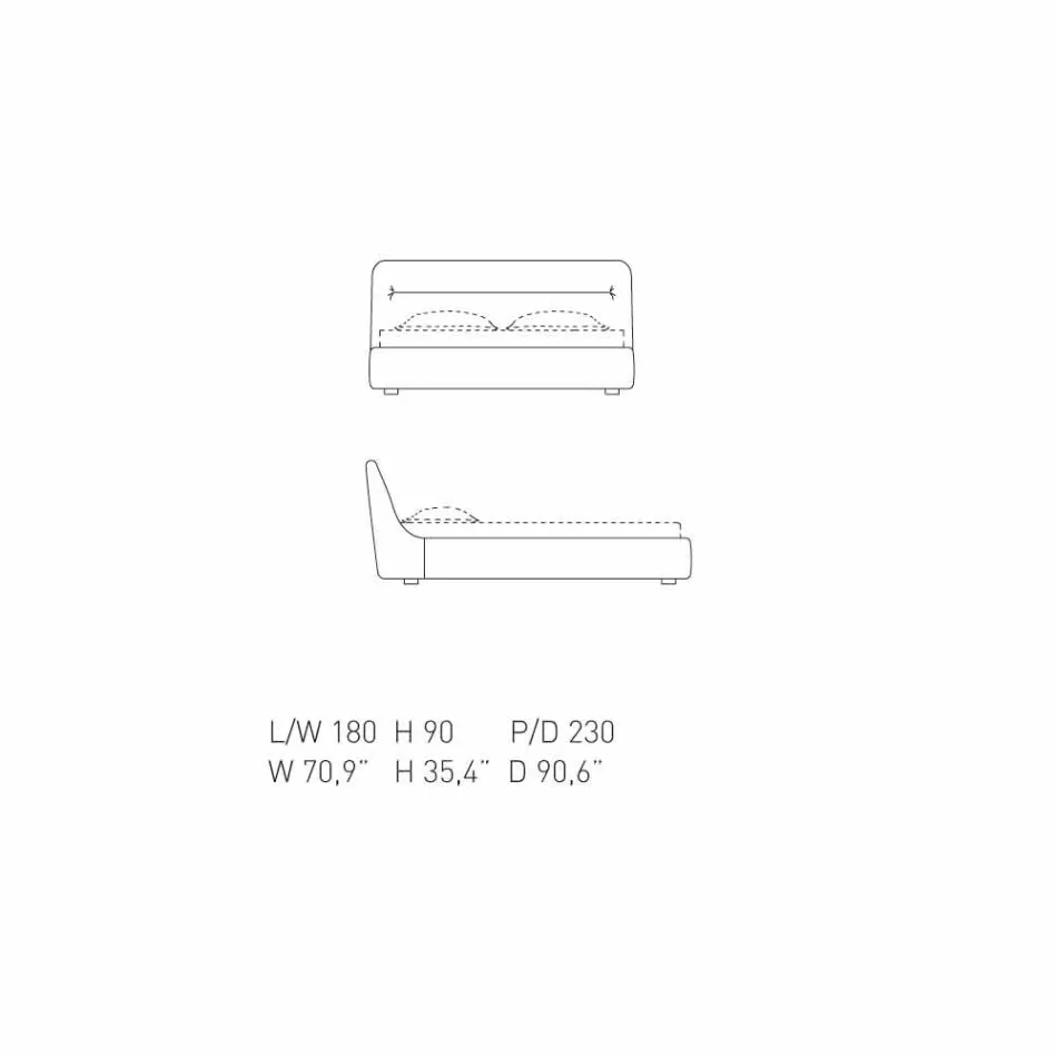 Casa mea Sleepway tapițat pat dublu 180x90cm realizat în Italia Viadurini