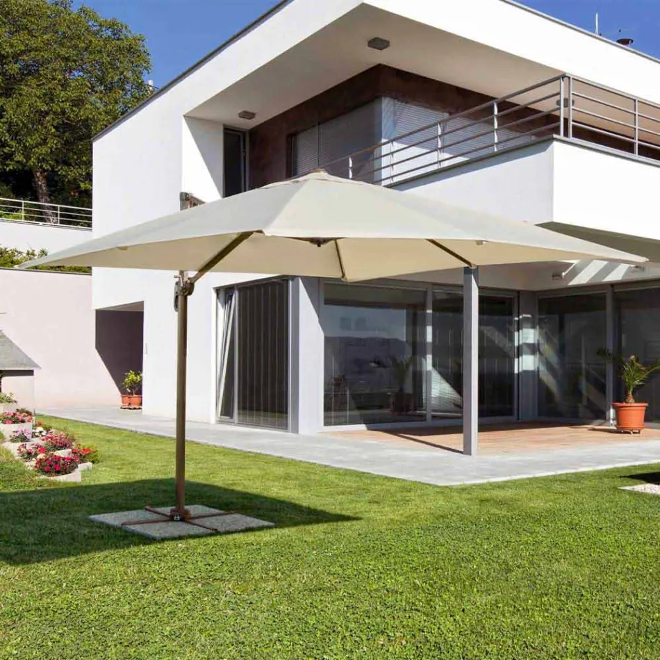 Umbrelă de exterior 3x3 cu pânză de poliester și stâlp de aluminiu - Texas Viadurini
