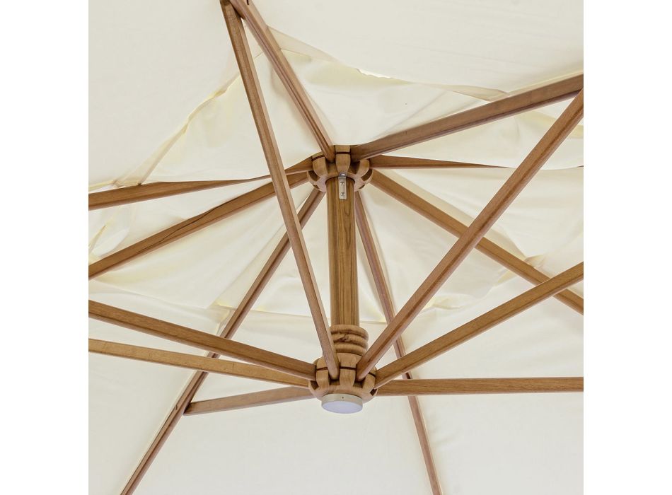 Umbrelă de exterior din Lemn și Poliester Ecru 3x4, Homemotion - Passmore Viadurini