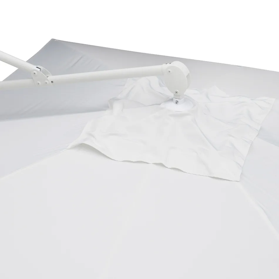 Umbrelă de exterior din poliester cu structură din aluminiu alb - Zinica Viadurini