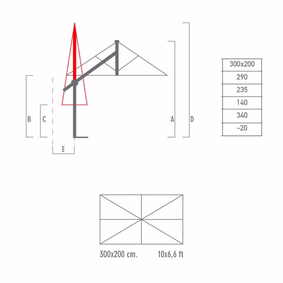 Umbrelă de grădină din aluminiu alb sau antracit 300x200 cm - Lapillo Viadurini