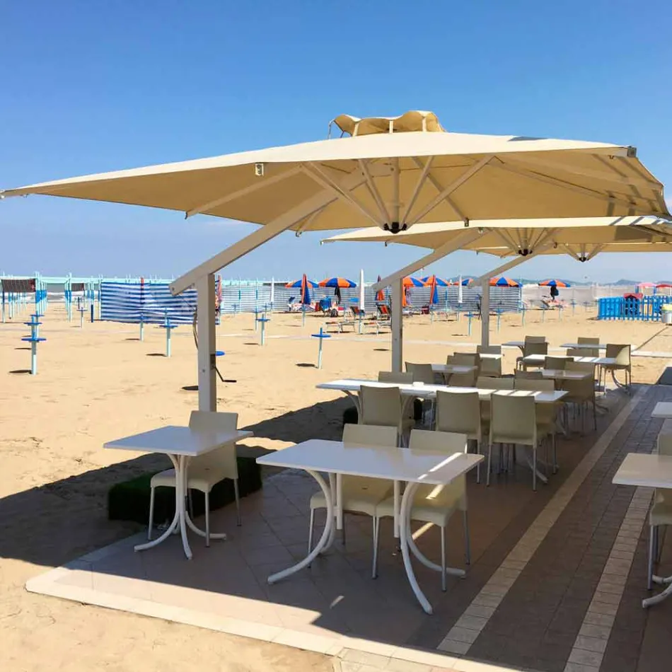 Umbrelă din aluminiu cu braț alb sau antracit 350x350 cm - Lapillo Viadurini