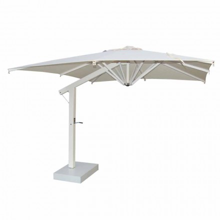 Umbrelă din aluminiu cu braț alb sau antracit 350x350 cm - Lapillo Viadurini