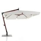 Umbrelă din lemn masiv cu baldachin din poliester acoperit cu PVC - Devoir Viadurini