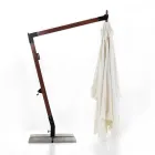 Umbrelă din lemn masiv cu baldachin din poliester acoperit cu PVC - Devoir Viadurini