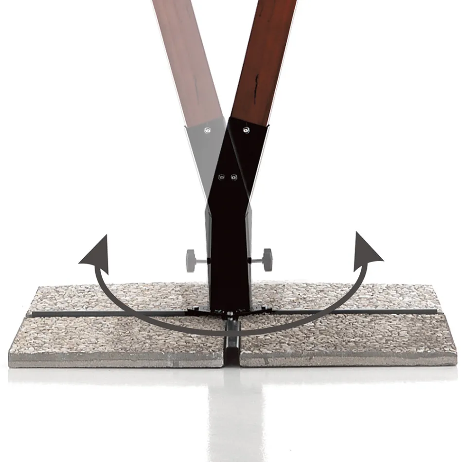 Umbrelă din lemn masiv cu baldachin din poliester acoperit cu PVC - Devoir Viadurini