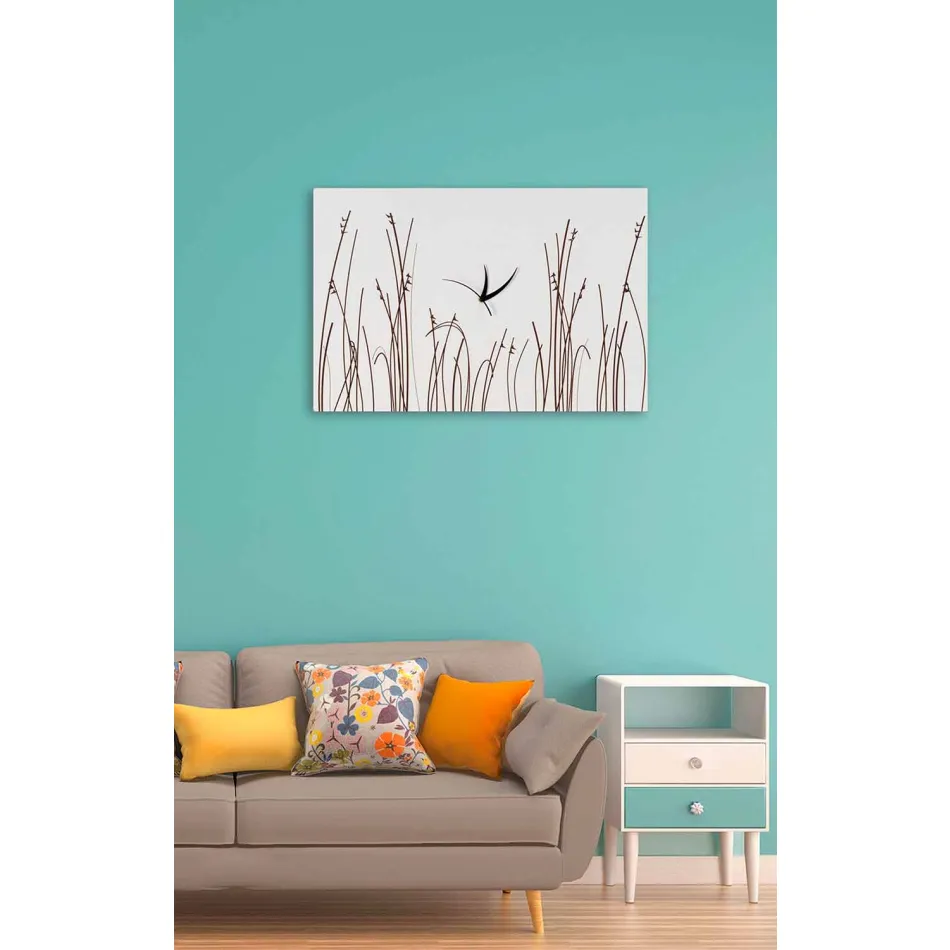 Ceas de perete din lemn alb cu design dreptunghiular - filigrană Viadurini