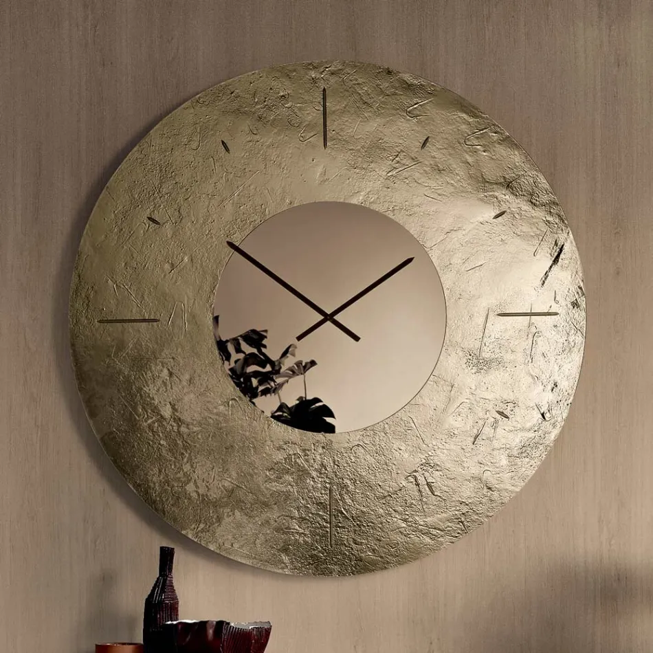 Cinzia - Ceas de perete din sticlă topită cu spate ciocănit și argint, fabricat în Italia Viadurini