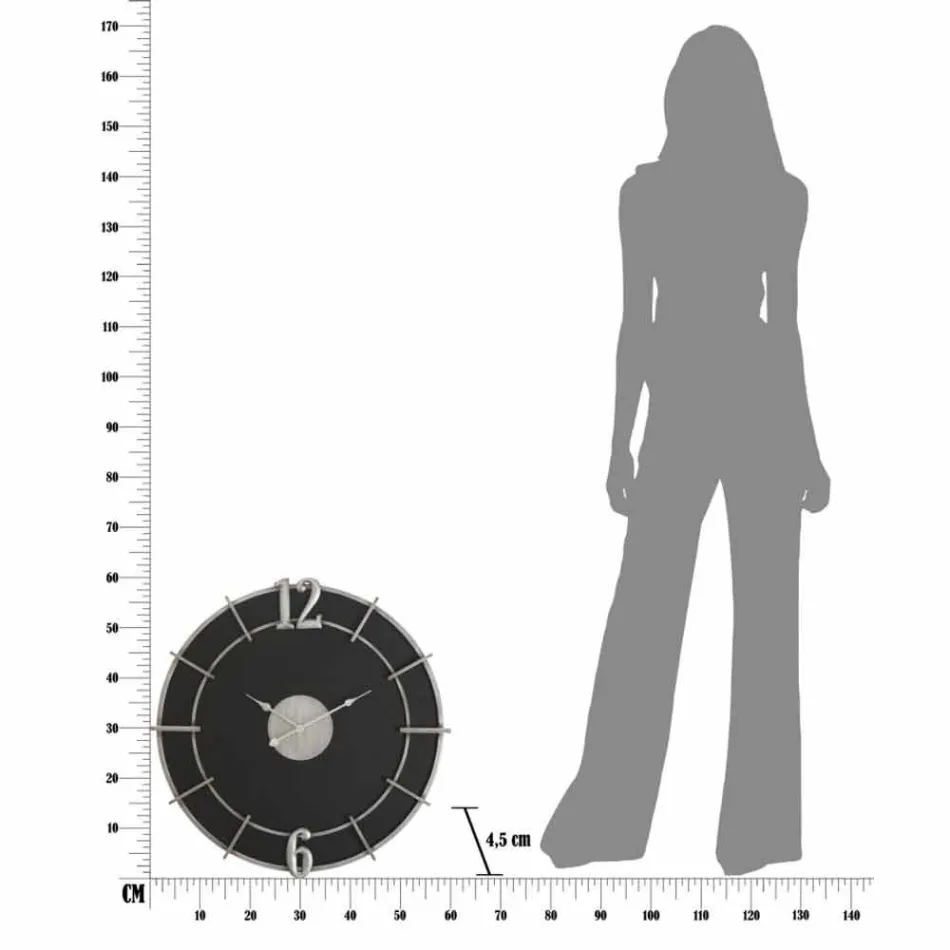 Ceas de perete rotund de design modern, din fier și MDF - Speranță Viadurini