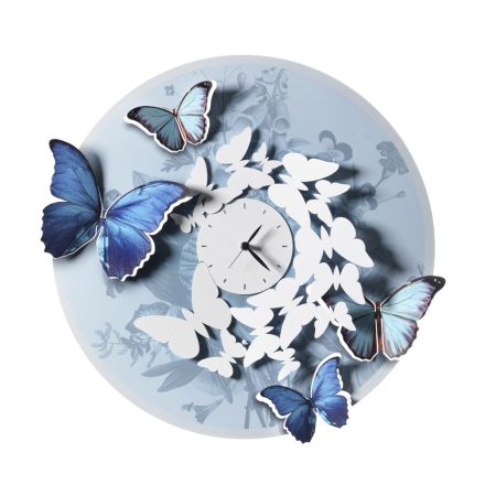 Ceas cu Decoratie Fluture in Diferite Finisaje Made in Italy - Butoni Viadurini