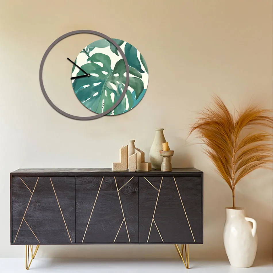 Ceas cu panou din lemn si imprimat Made in Italy - Malawi Viadurini