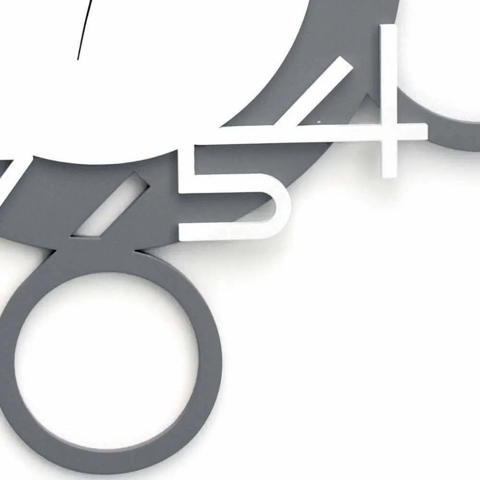 Ceas de perete cu design mare și modern din lemn alb și gri - Digit Viadurini