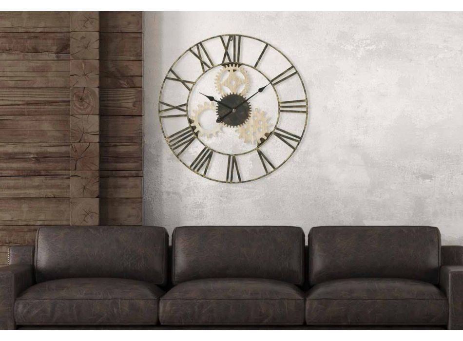 Ceas de perete rotund Diametru 70 cm Design modern în fier și MDF - Jutta Viadurini