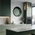 Ceas de perete rotund verde din metacrilat imprimat, fabricat în Italia - Verdia Viadurini