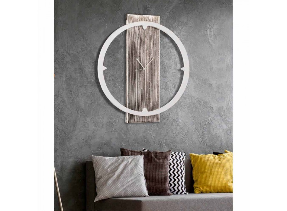 Ceas de perete decorat manual cu materiale fabricate în Italia Agostino Viadurini