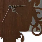 Ceas de perete cu design modern în lemn decorat cu întuneric și alb - poveste Viadurini