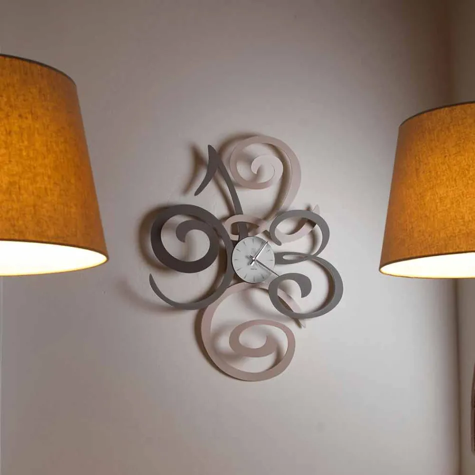 Ceas de perete design din fier colorat Made in Italy - Fiordaliso Viadurini