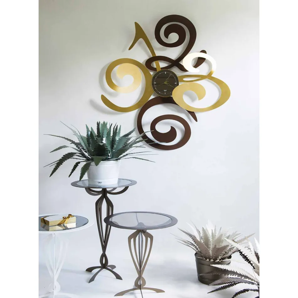 Ceas de perete design din fier colorat Made in Italy - Fiordaliso Viadurini