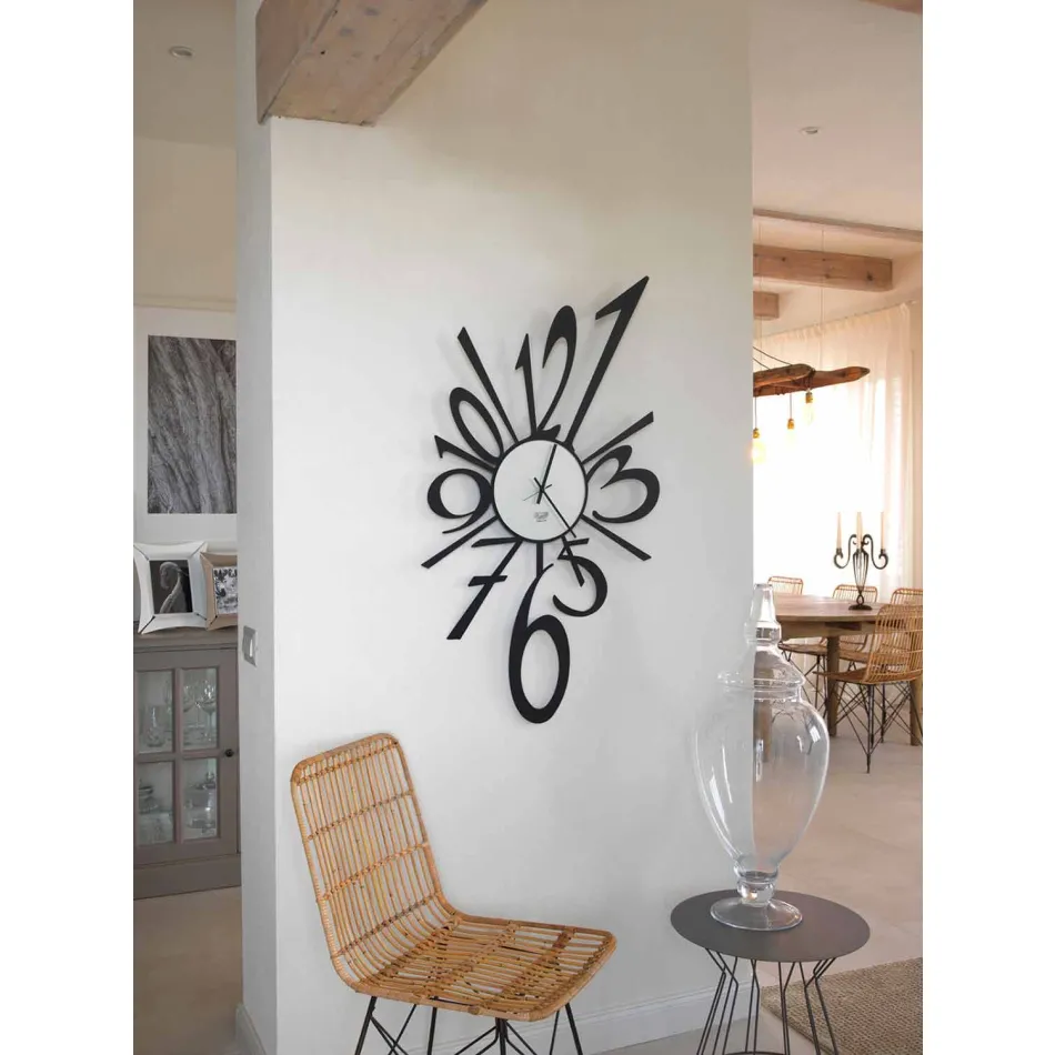 Ceas de perete design din fier sau aluminiu negru fabricat în Italia - Ocean Viadurini